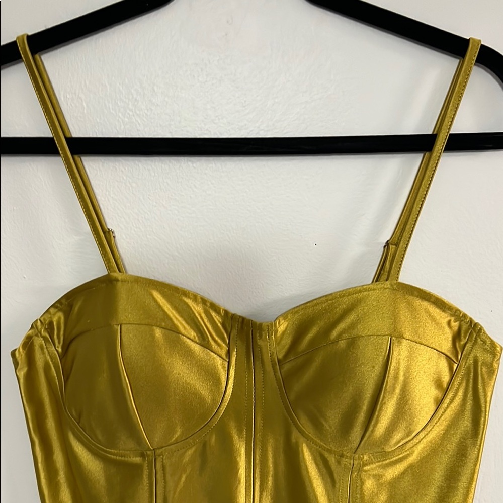 Stylish Gold Satin Bustier - Picture 2 of 12